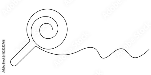 Принти на полотні Continuous line drawing of lollipop, spiral hard sugar candy on stick