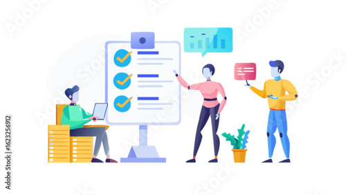 Business project management task board checklist collaboration teamwork strategy planning and team work presentation