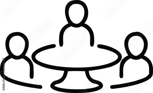 Meeting icon concept: An minimalist illustrated meeting or collaboration concept, showcasing the idea of unity. 
