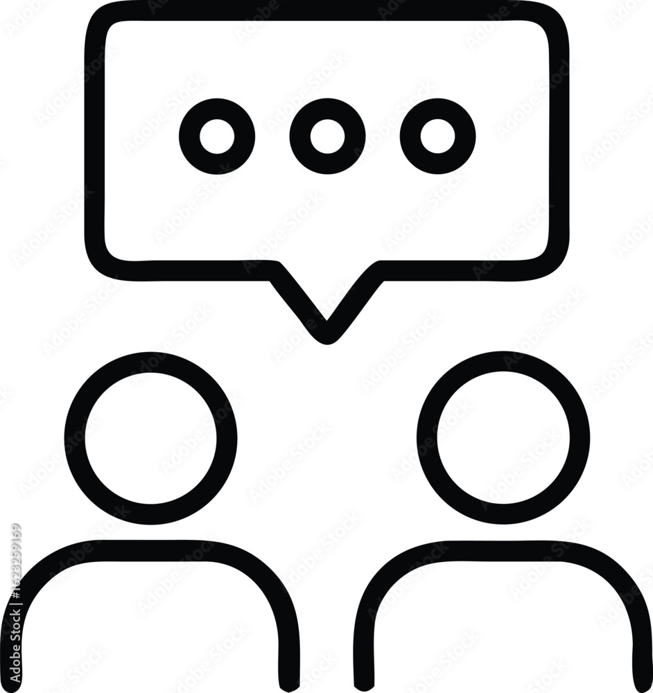 Fototapeta premium Communication and Connection: A simple yet profound illustration depicting two individuals engaged in a conversation, fostering connection and understanding. 