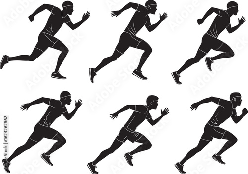 Wallpaper Mural running man silhouettes Vector | Black Silhouettes of Runners for Sports & Fitness Designs Torontodigital.ca