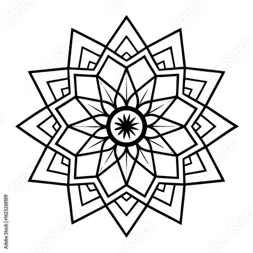 Black Geometric starburst design offering visual appeal for branding, decor, and creative projects vector design