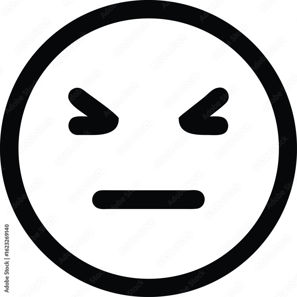 minimal angry emoji face icon with squinting eyes and flat mouth minimal angry emoji face icon with squinting eyes and flat mouth
