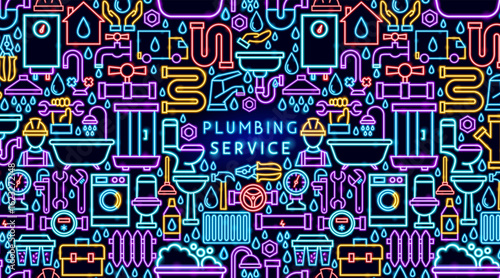 Plumbing Service Neon Banner