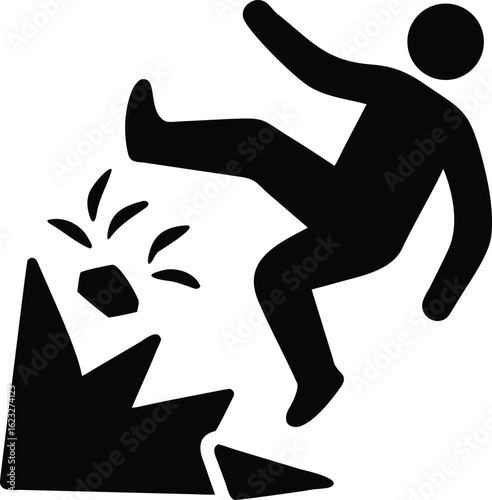 Vector illustration of person falling off a cliff edge