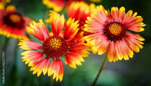 vibrant gaillardia aristata spintop blanket flower close up stunning red and yellow blooms