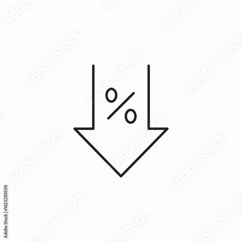 percent amount fall icon sign vector