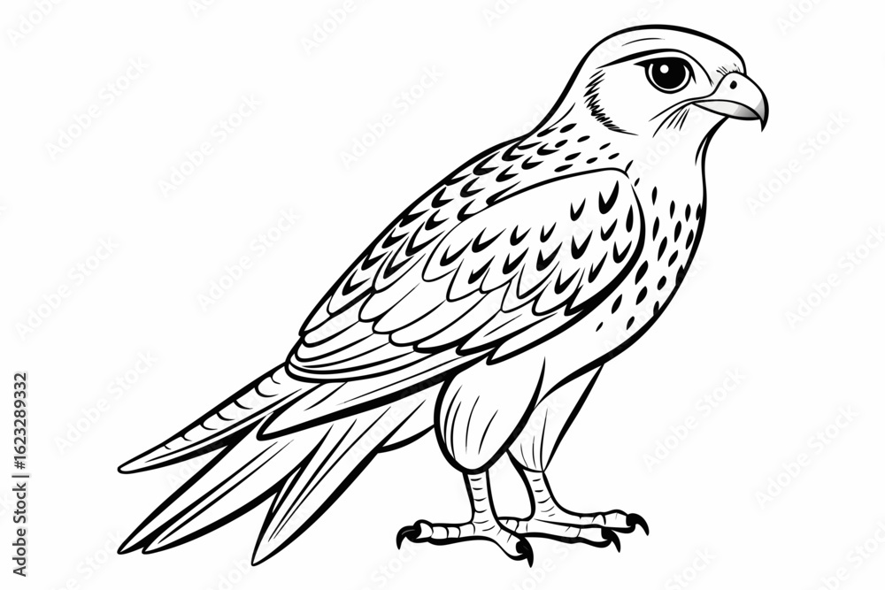 Fototapeta premium coloring page line art the kestrel black vector