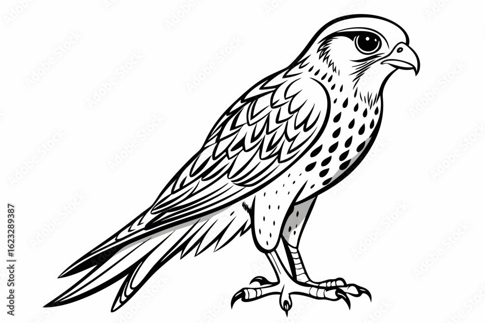 Fototapeta premium coloring page line art the kestrel black vector