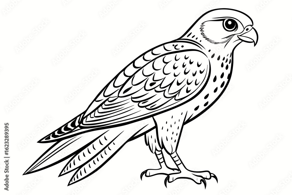 Fototapeta premium coloring page line art the kestrel black vector
