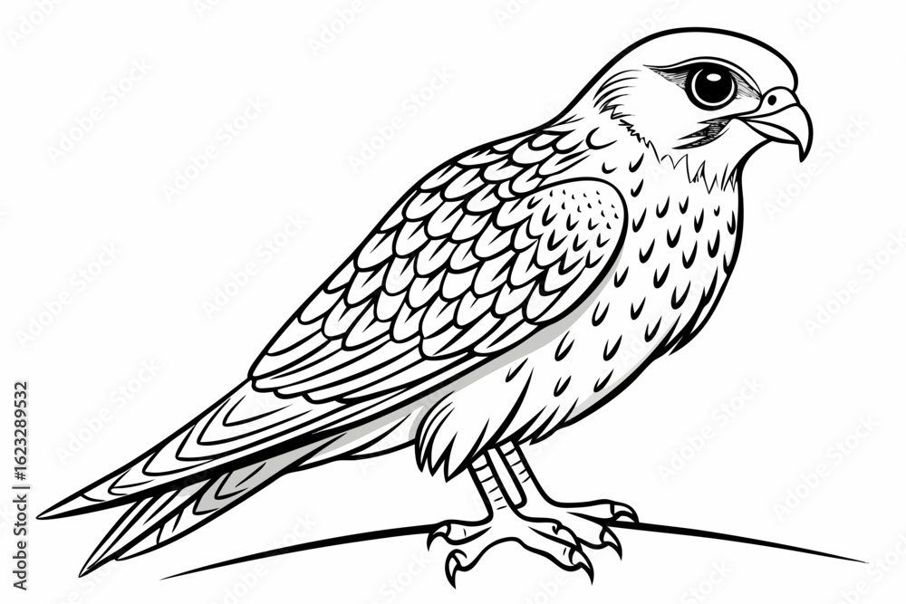 Fototapeta premium coloring page line art the kestrel black vector