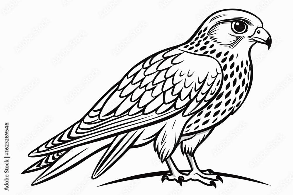 Fototapeta premium coloring page line art the kestrel black vector