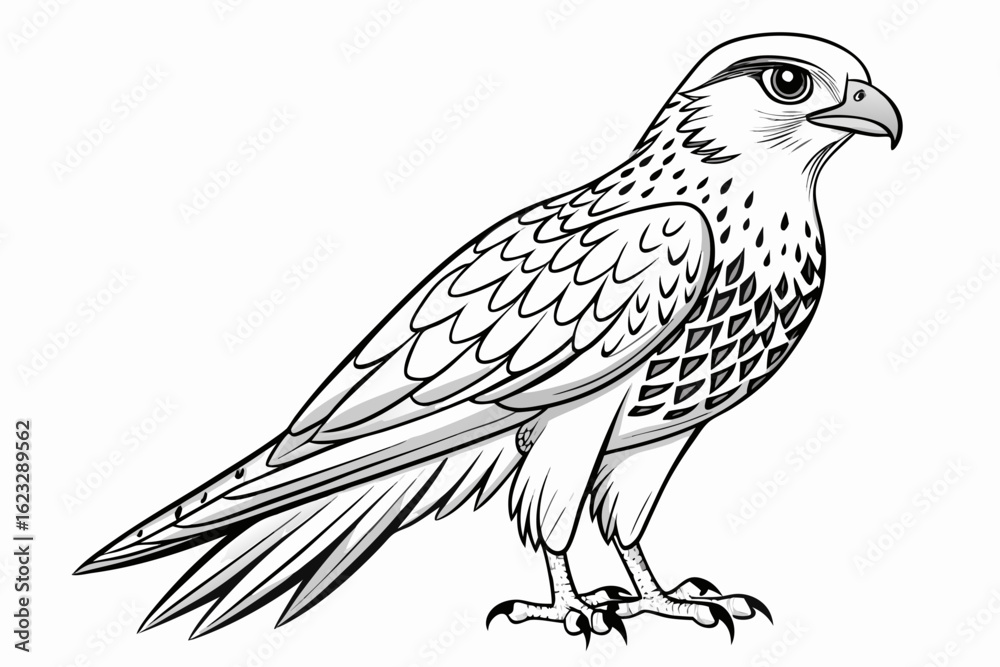 Fototapeta premium coloring page line art the kestrel black vector