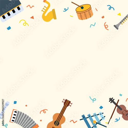 Musical Instruments Border Festive Celebration 
