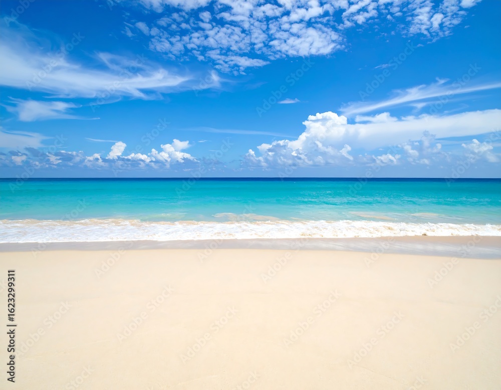 Obraz premium Pristine beach, clear sky, turquoise water
