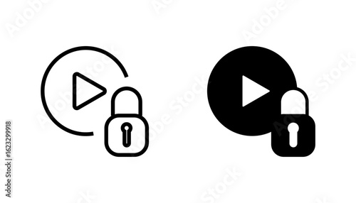 DRM for video icon set , copyright protection vector illustration, pictogram isolated on white background. color editable
