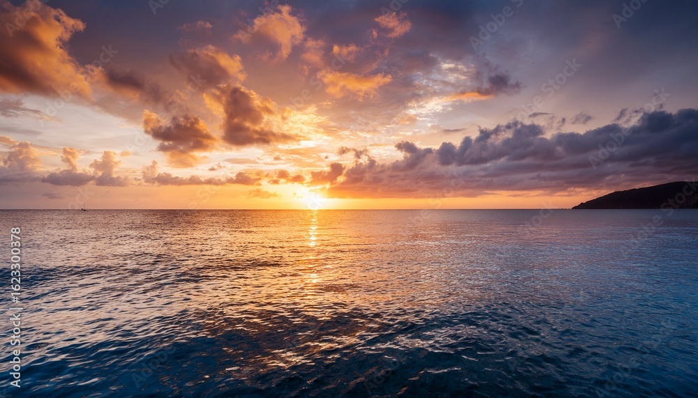 Fototapeta premium peaceful closeup sea and majestic sky sunset scene stunning scenery of nature travel tourism idea for summer vacations