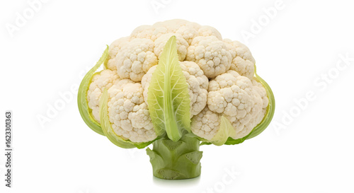 Fresh organic cauliflower head isolated vector illustration on white background, healthy vegetable concept.