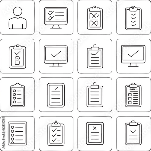 Checklist and Survey Line Icon Set