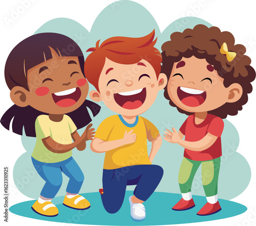 Children sharing jokes with each other and bursting into laughter icon