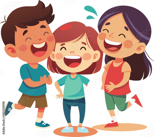 Children sharing jokes with each other and bursting into laughter icon