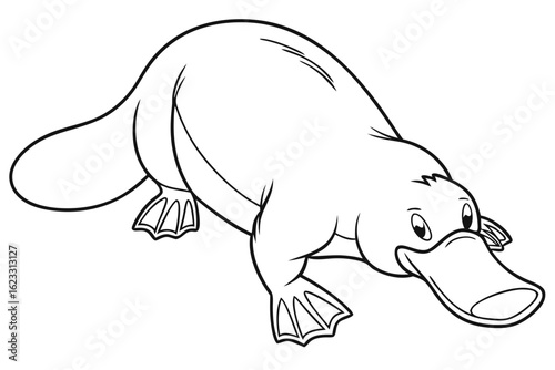 coloring page line art the platypus black vector