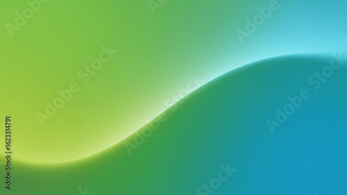 Smooth Gradient Wave of Green and Blue with Soft Light Glow abstract background