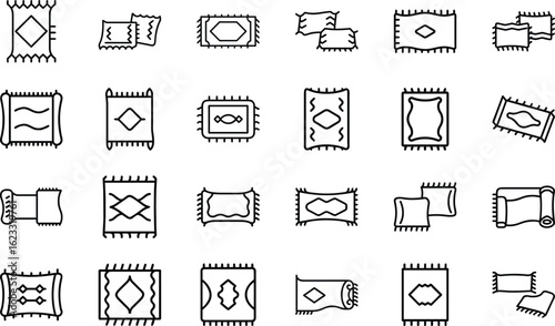 bundle rug silhouettes style on white background