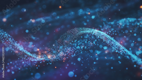 Abstract Blue and Orange Particle Flow with Bokeh background