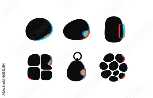 six different glitch effect illustration isolated on white backgorund pebble stress stone pebble paperweight pebble sculpture mold pebble bathroom tiles pebble keychain pebble sensory bin
