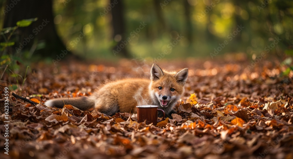 Fototapeta premium A playful fox cub