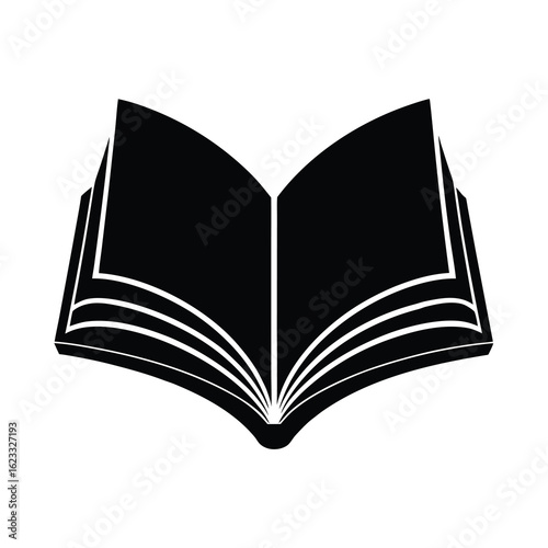 Teacher day vector art of black and illustration of an open book, isolated
