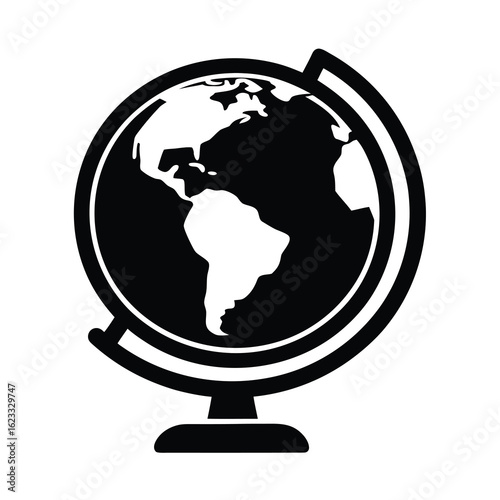 Teacher day vector art of silhouette of a globe or earth a stand, representing geography and global concepts, isolated