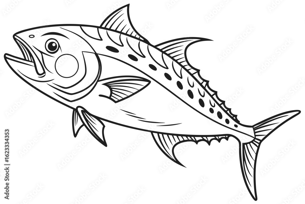 Fototapeta premium coloring page line art the jackfish black vector
