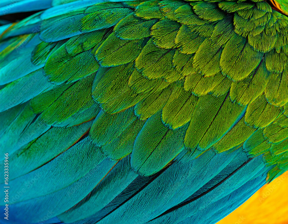 Obraz premium blue and yellow macaw feathers