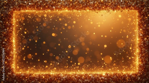 Square golden Christmas particles glowing warmly for festive gift wrap background