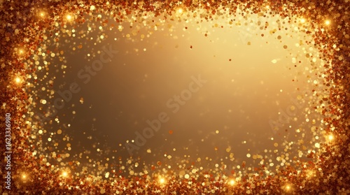 Square golden Christmas particles glowing warmly for festive gift wrap background