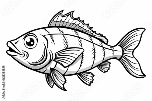 coloring page line art the grunt fish black vector