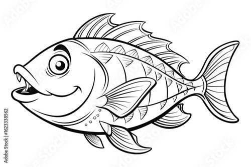 coloring page line art the grunt fish black vector