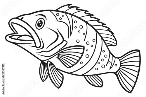 coloring page line art the grouper black vector