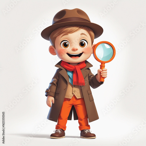 cartoon detective with magnifying glass