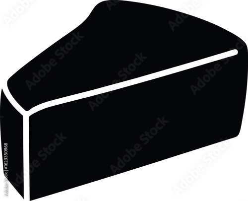 Minimalist Silhouette of Sponge Cake Slice with Rounded Top – Black Flat Vector Illustration