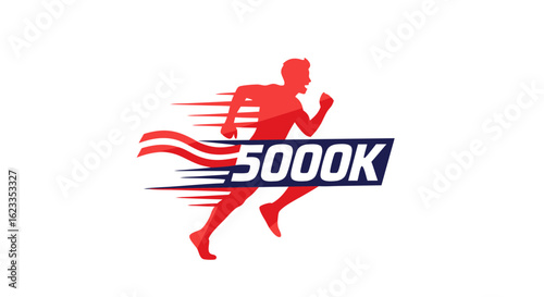 Energetic marathon runner icon, displaying movement with speed lines, logo design for sport events and athletic competitions