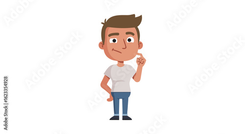 Cartoon Character in Deep Contemplation Ponders a Complex Issue Isolated on White Depicting Concentration and Reflection Depicting Focus and