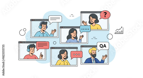 Online meeting collaboration and communication for remote teams and business discussions