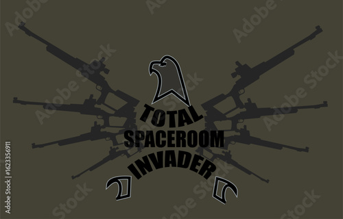 Total Spaceroom Invader Military Eagle and Weaponry Emblem