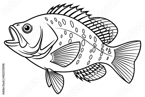 coloring page line art the crappie black vector