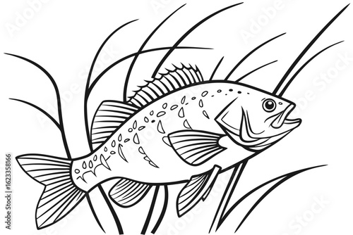 coloring page line art the crappie black vector