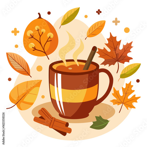 cup of coffee with autumn leaves