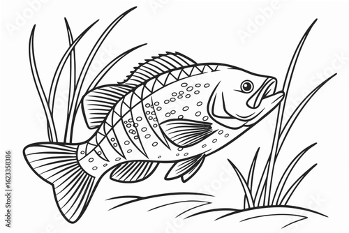 coloring page line art the crappie black vector